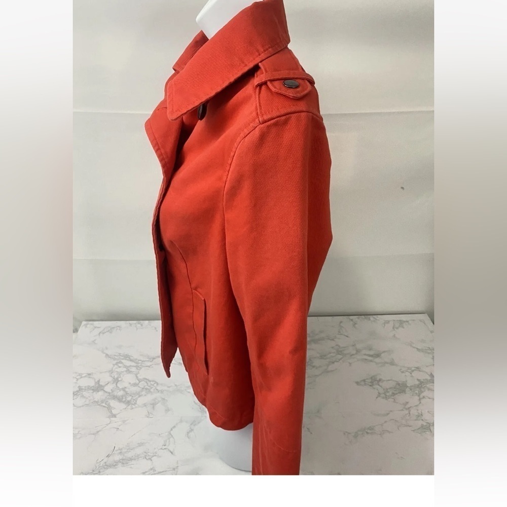 GAP Women Red Double Breasted Lined Coat Size XS Cotton Long Sleeve Jacket M1‌‌‌ - Picture 2 of 6